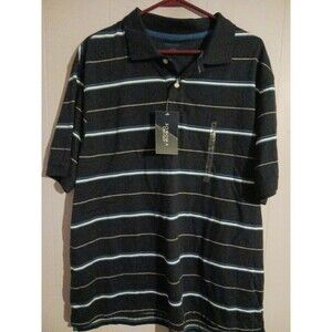 Sonoma Men's Collared Polo Shirt Blue White Stripe 100% Cotton Size Large
